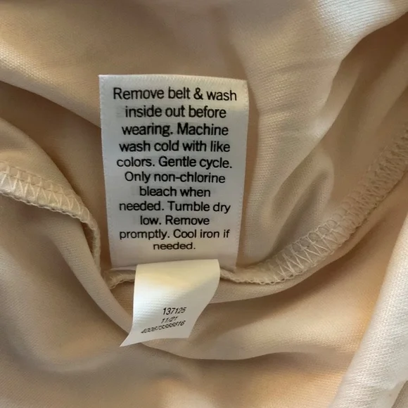 Lauren Conrad Faux Wrap Midi Dress Sz L Peach Orange Polka Dot Flutter Sleeve - Picture 9 of 11